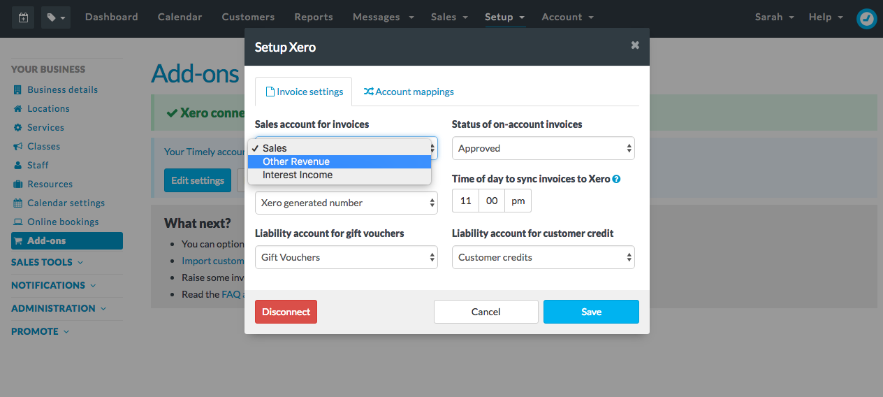 How to set individual Xero account codes for products and services