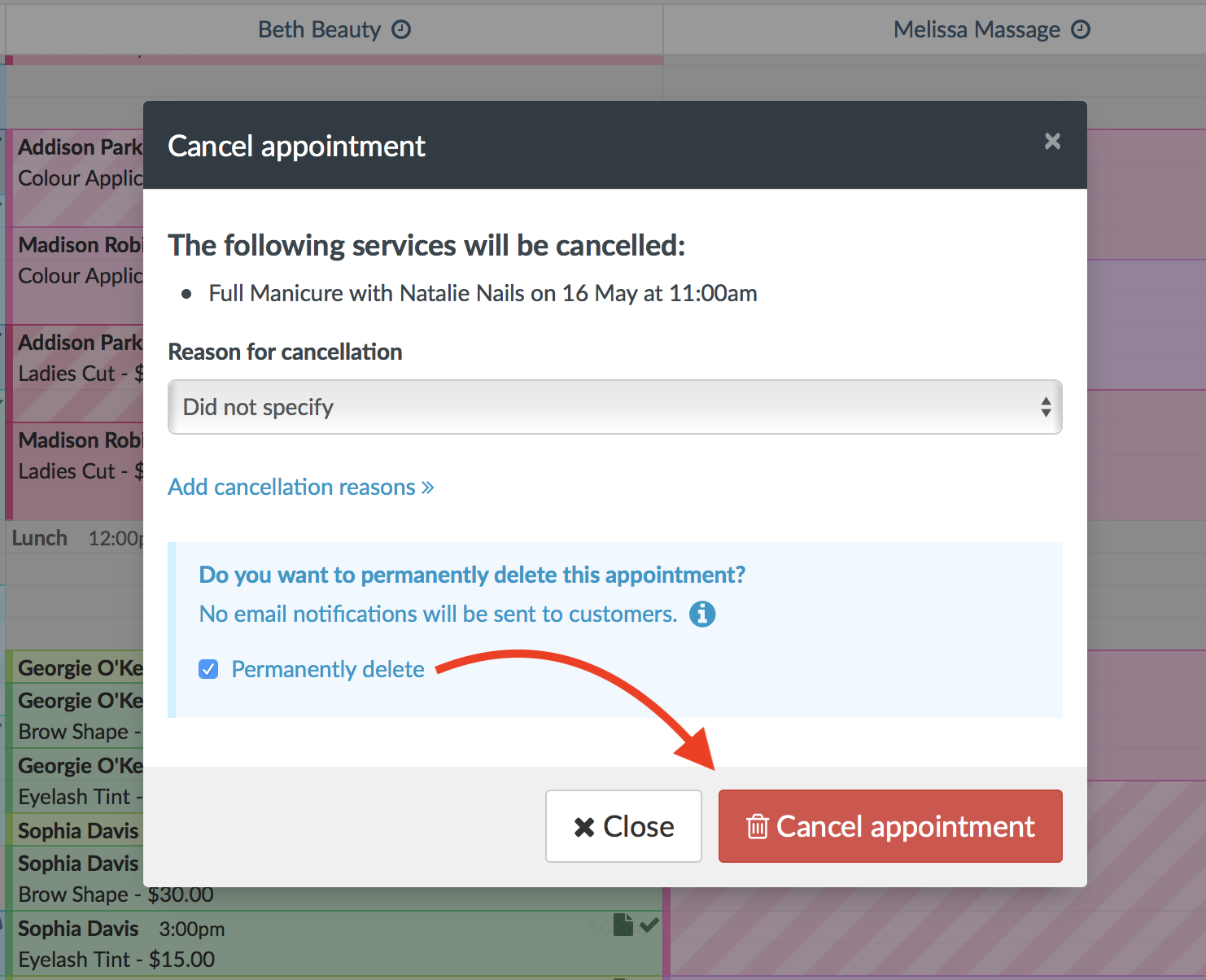 How To Cancel Or Delete An Appointment Timely Help Docs