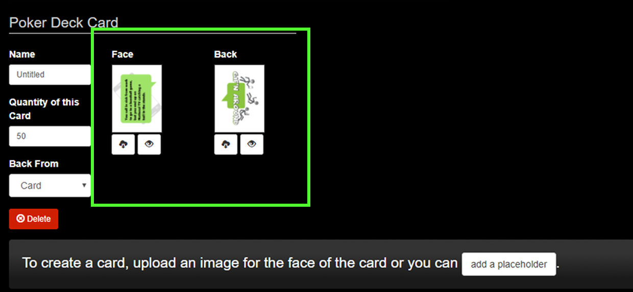 How to make Horizontal Cards The Game Crafter