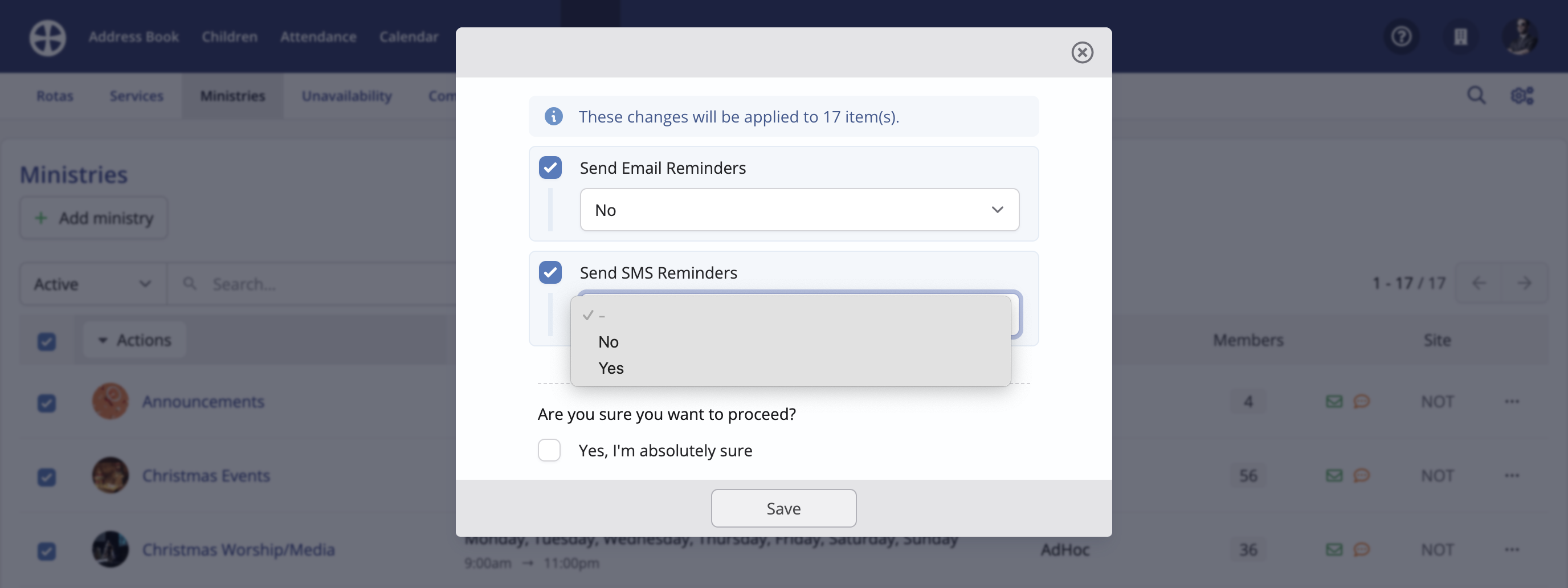 Sending rota reminders - ChurchSuite Support Articles
