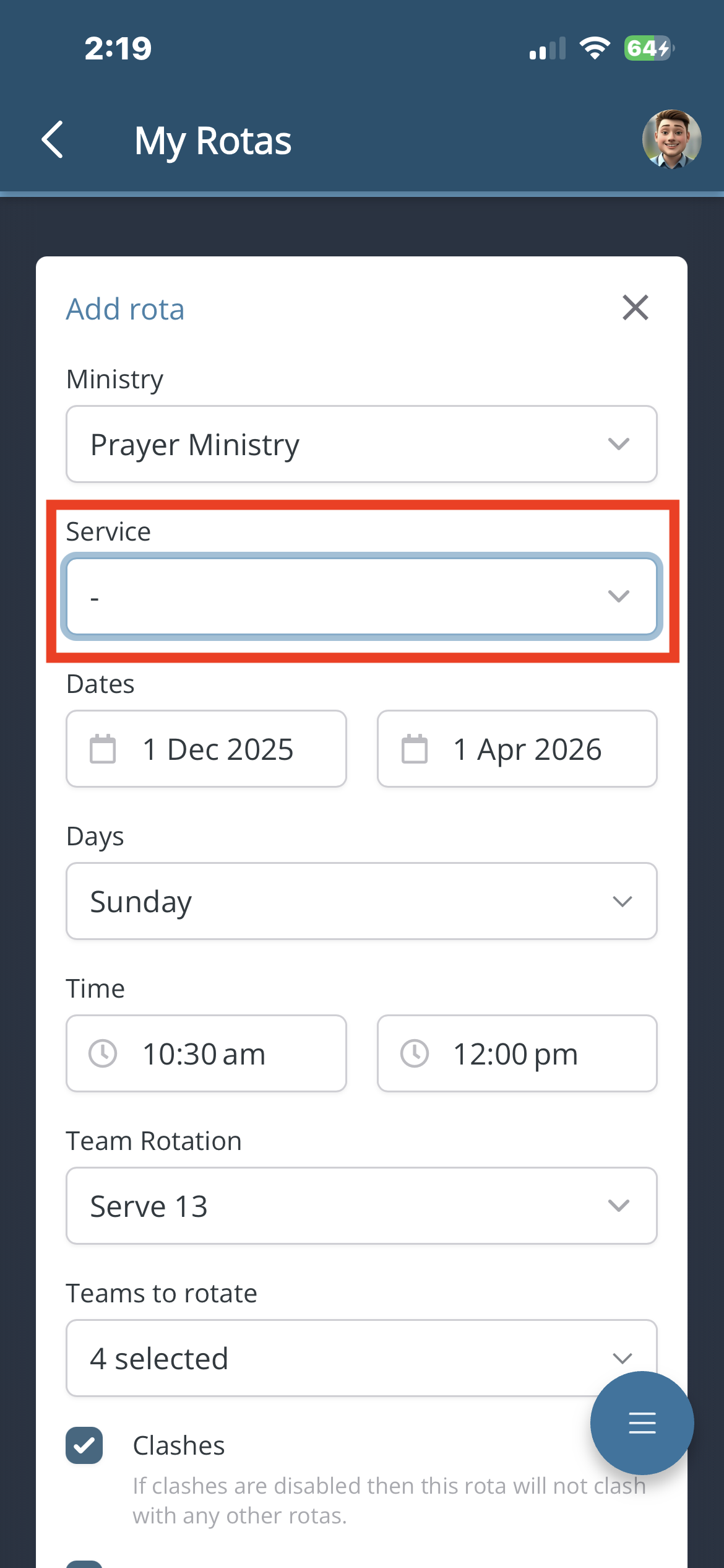 Church Rota Sample Assigning rotas to services - ChurchSuite Support Articles