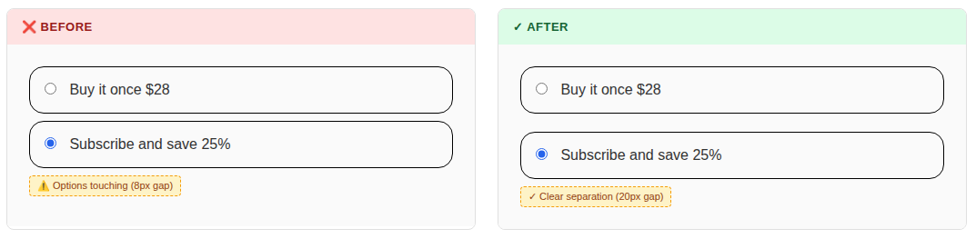 Add vertical spacing between