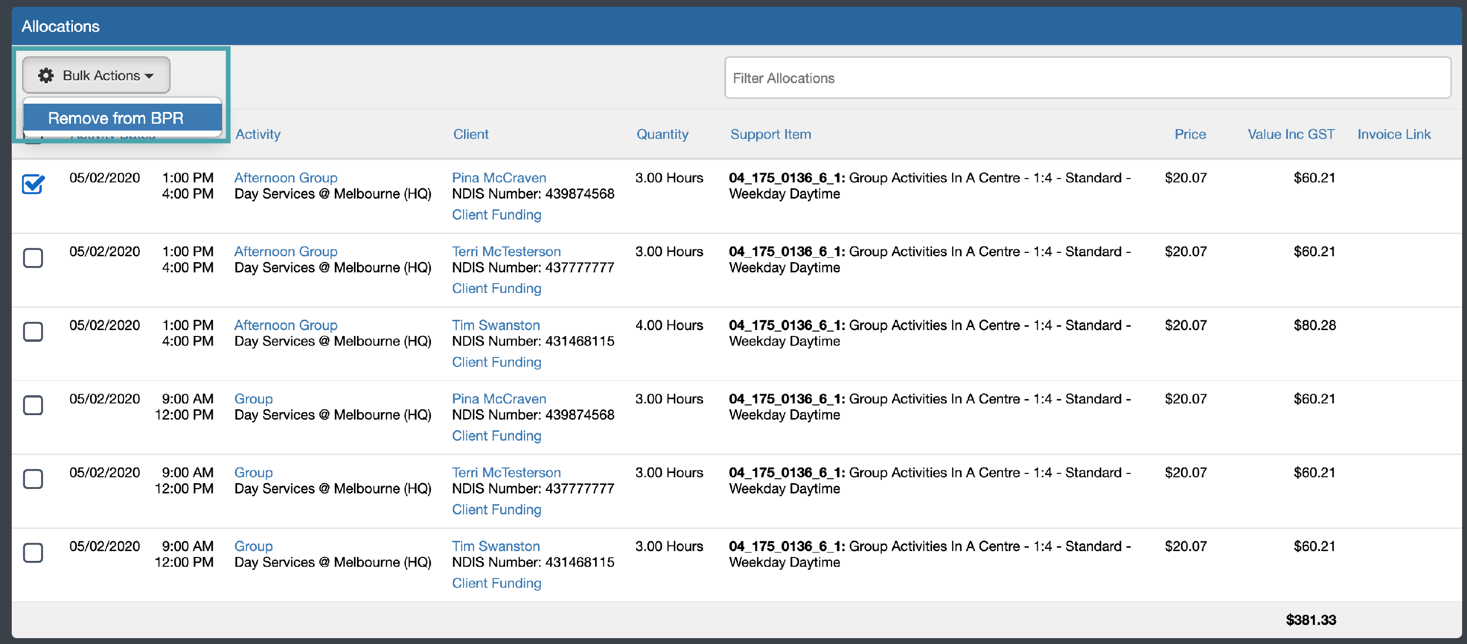 Generating an NDIS Direct Bulk Payment Request (BPR) SupportAbility