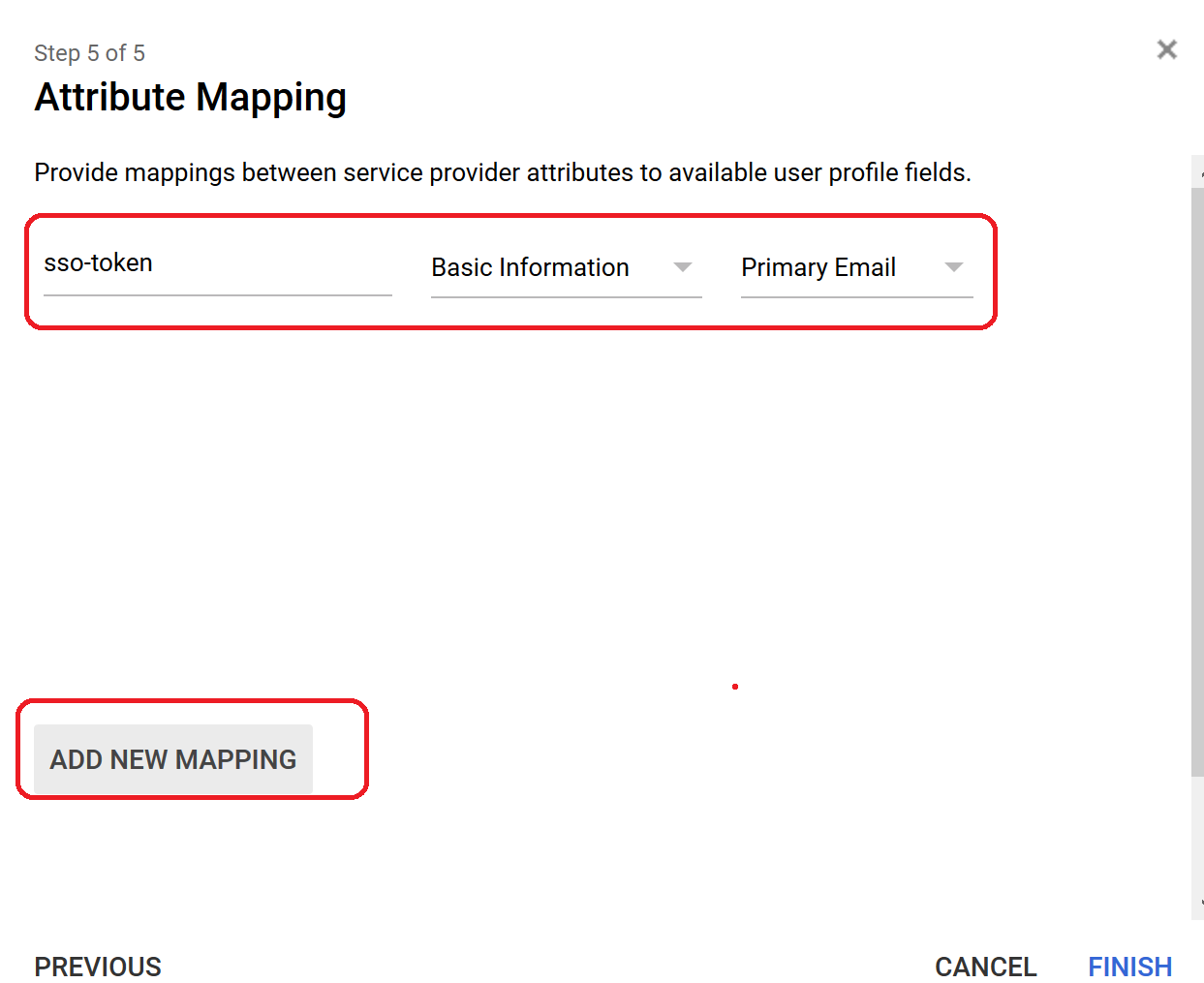 Attribute mapping, Add new mapping highlighted