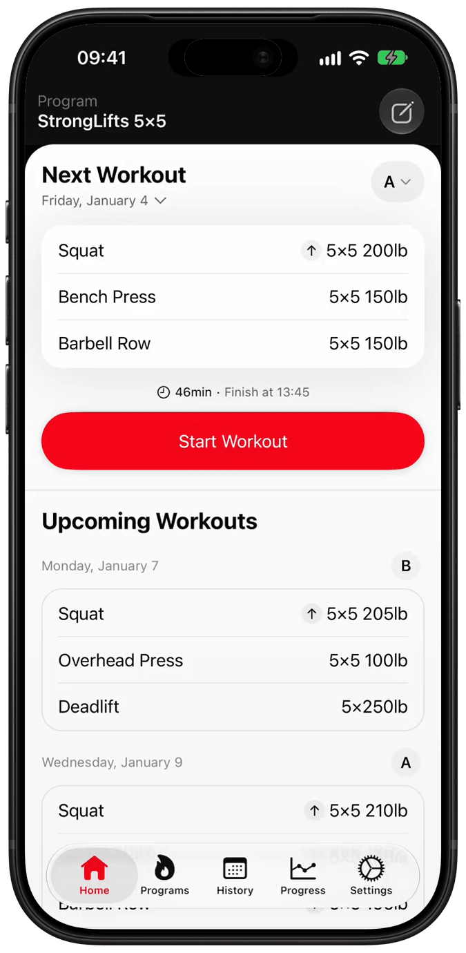 Changing the next workout date in StrongLifts