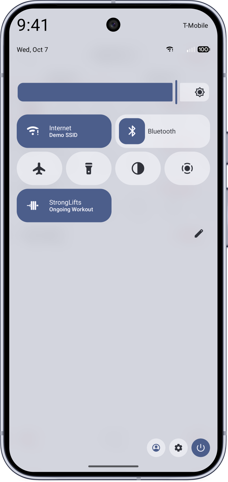 StrongLifts tile in Android Quick Settings