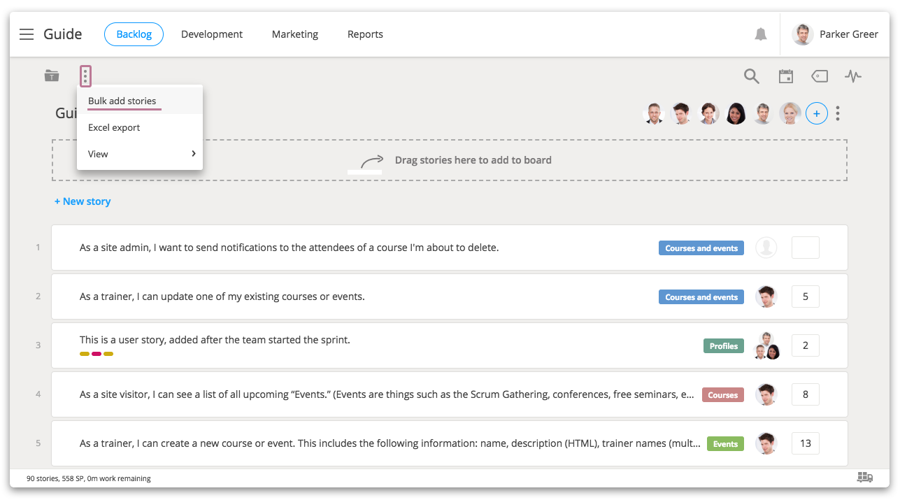 importing user stories from an excel spreadsheet