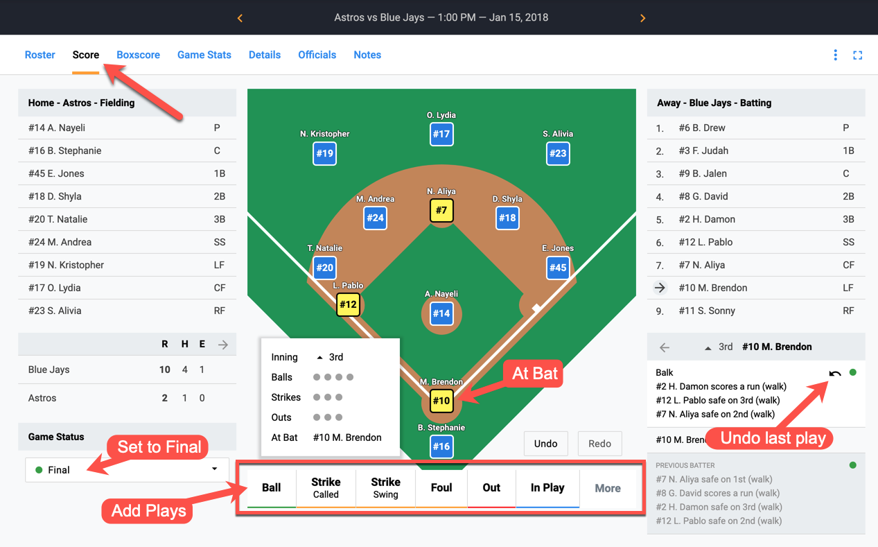 Live Scoring (Baseball) DigitalShift Help