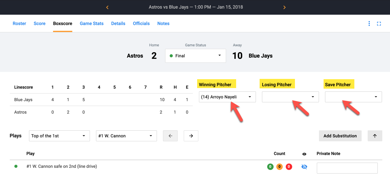 Live Scoring (Baseball) DigitalShift Help