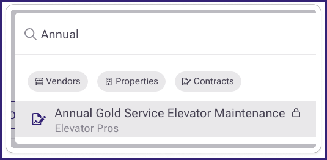 Close view of contract search