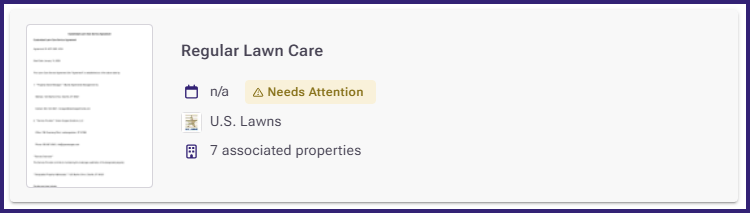 Close view of a contract that Needs Attention.