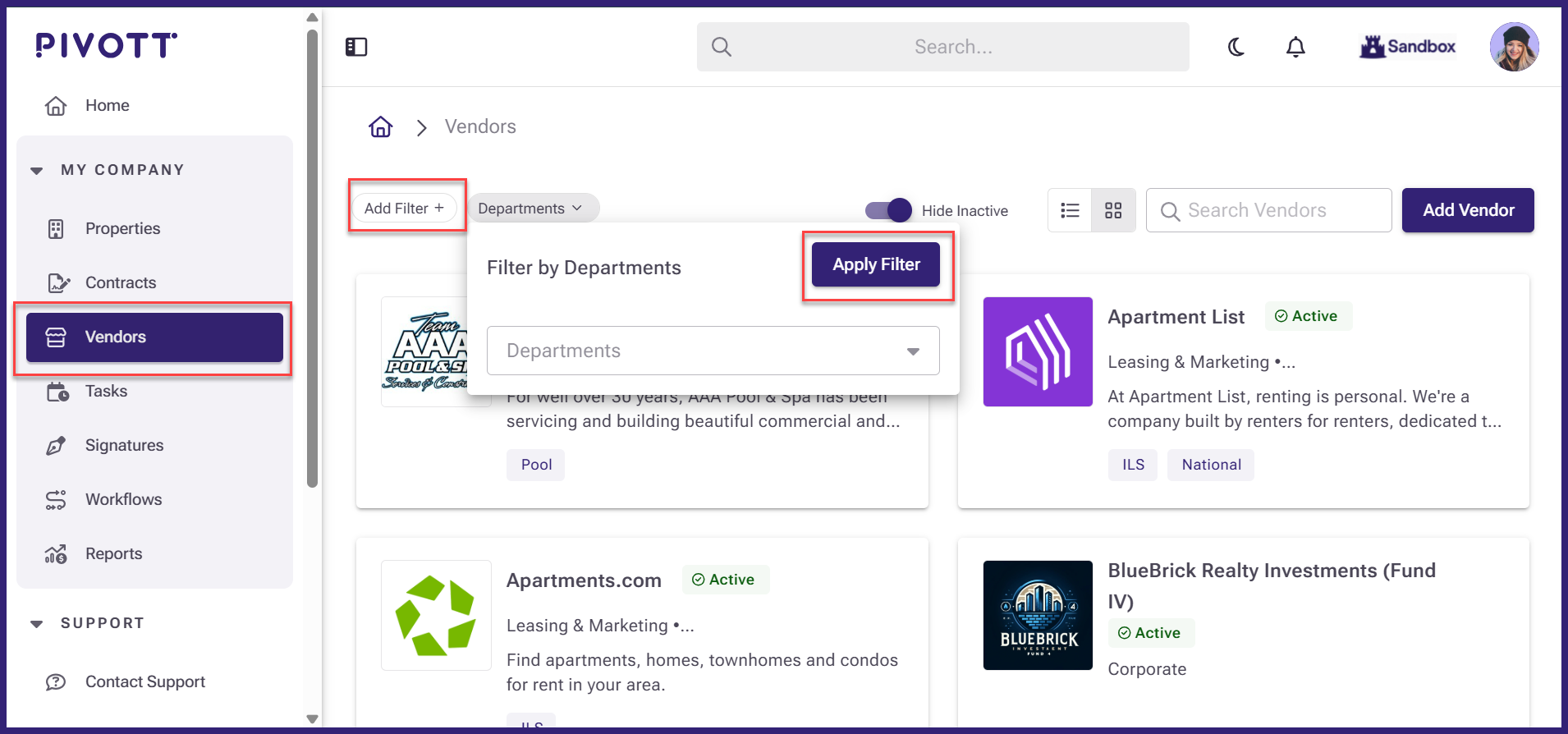 Managing Departments - Pivott Knowledge Base