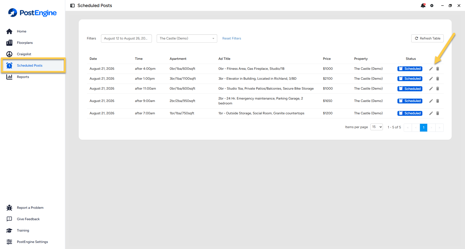 postengine for desktop scheduled posts queue