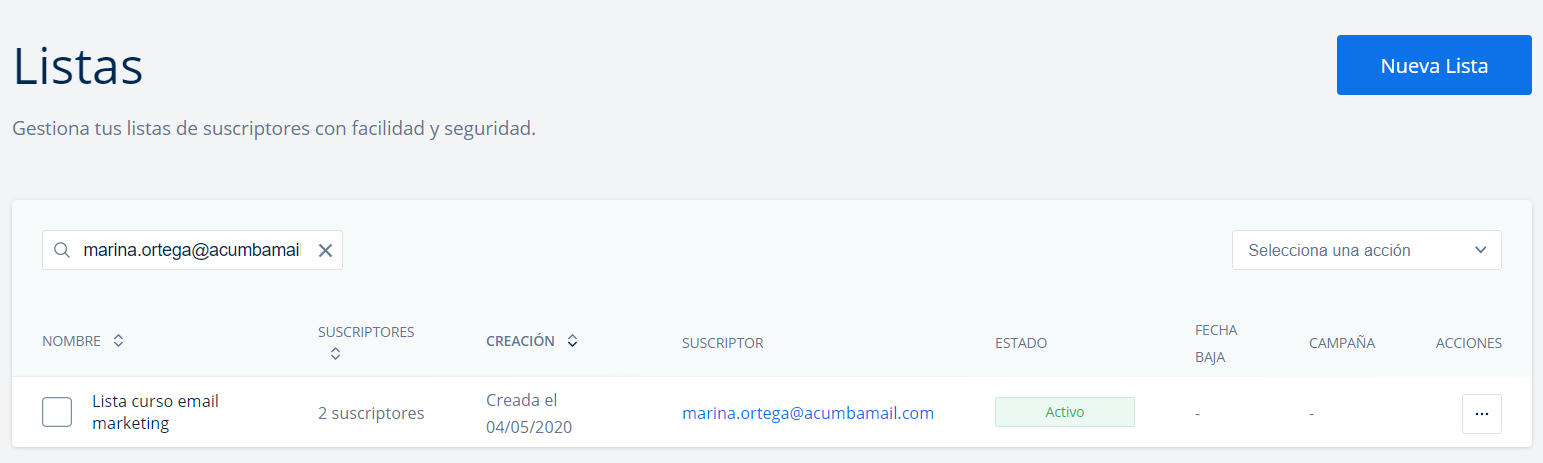 buscar suscriptor lista email marketing