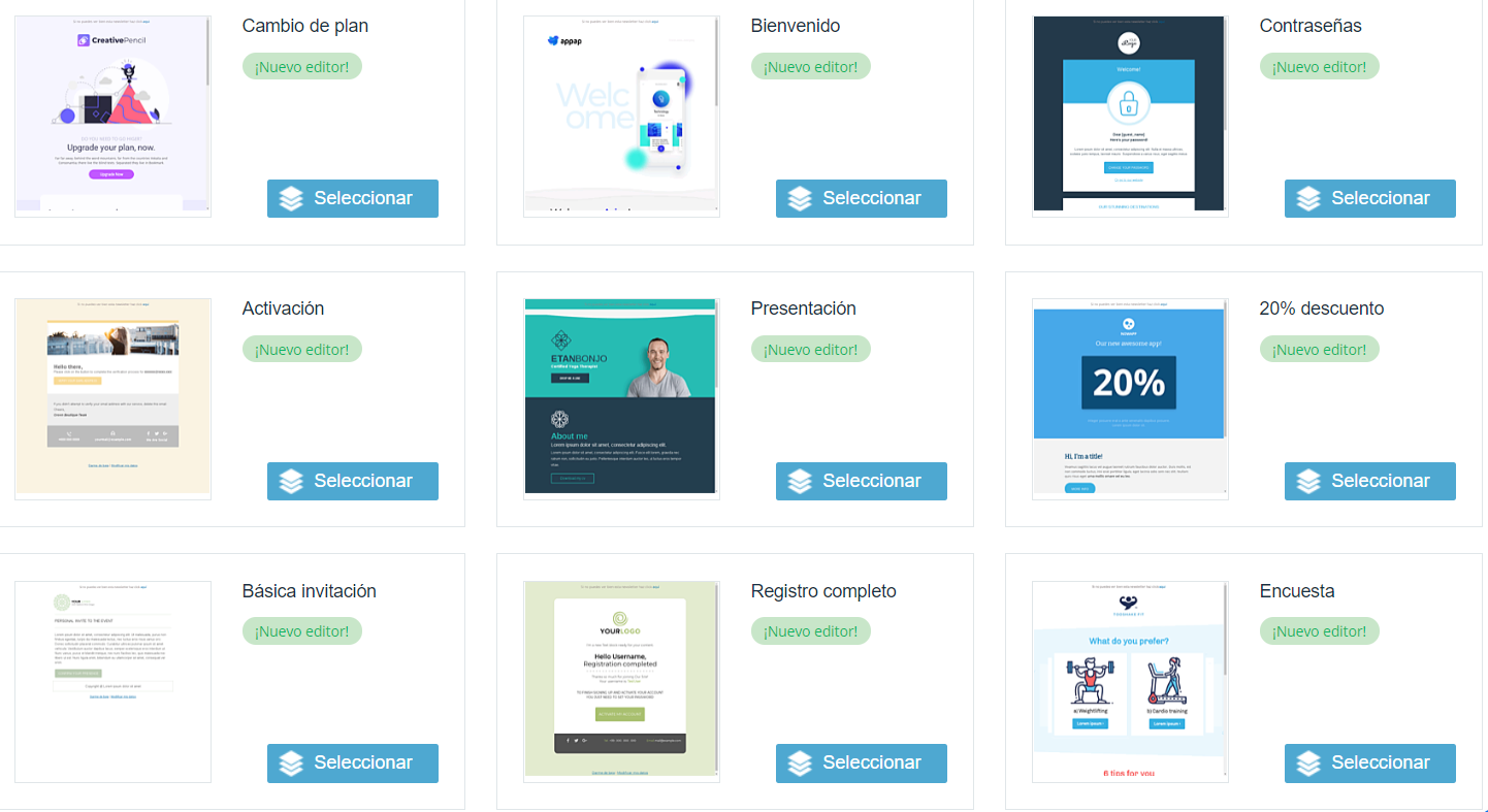 seleccionar una plantilla prediseñada