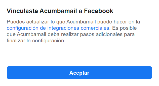 link acumbamail with facebook