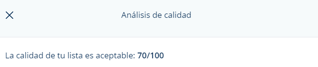 análisis de la calidad de la lista