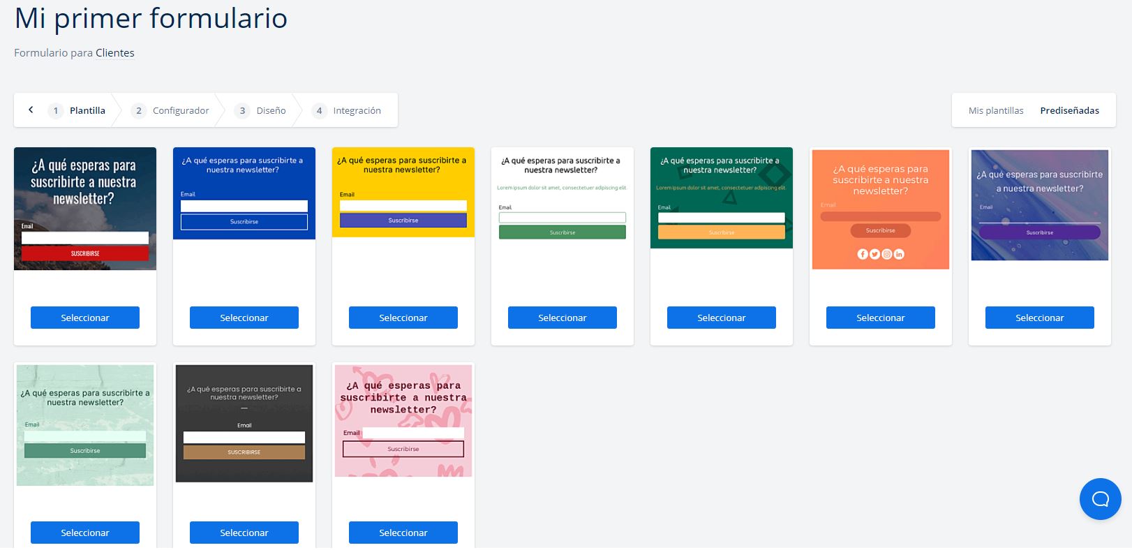 plantillas prediseñadas de formulario