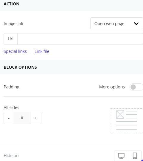 image block in email template editor