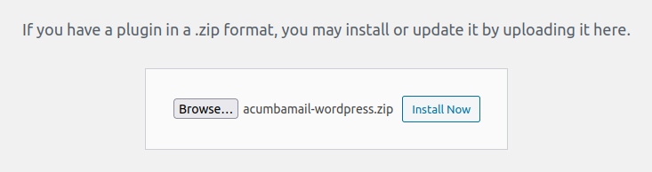 plugin the acumbamail and wordpress