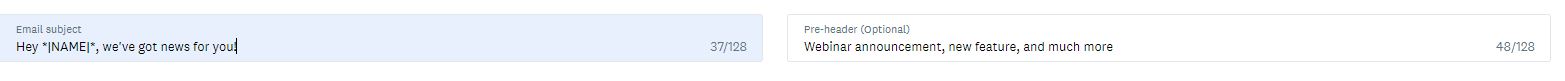 subject and pre-heading acumbamail campaigns