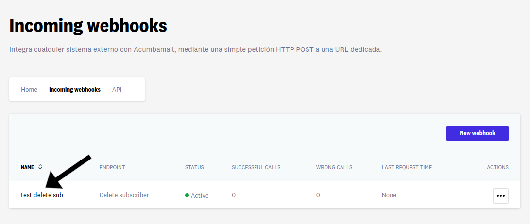 New webhook created