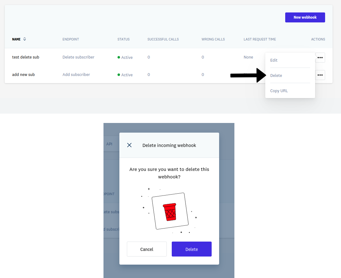 Eliminar un webhook