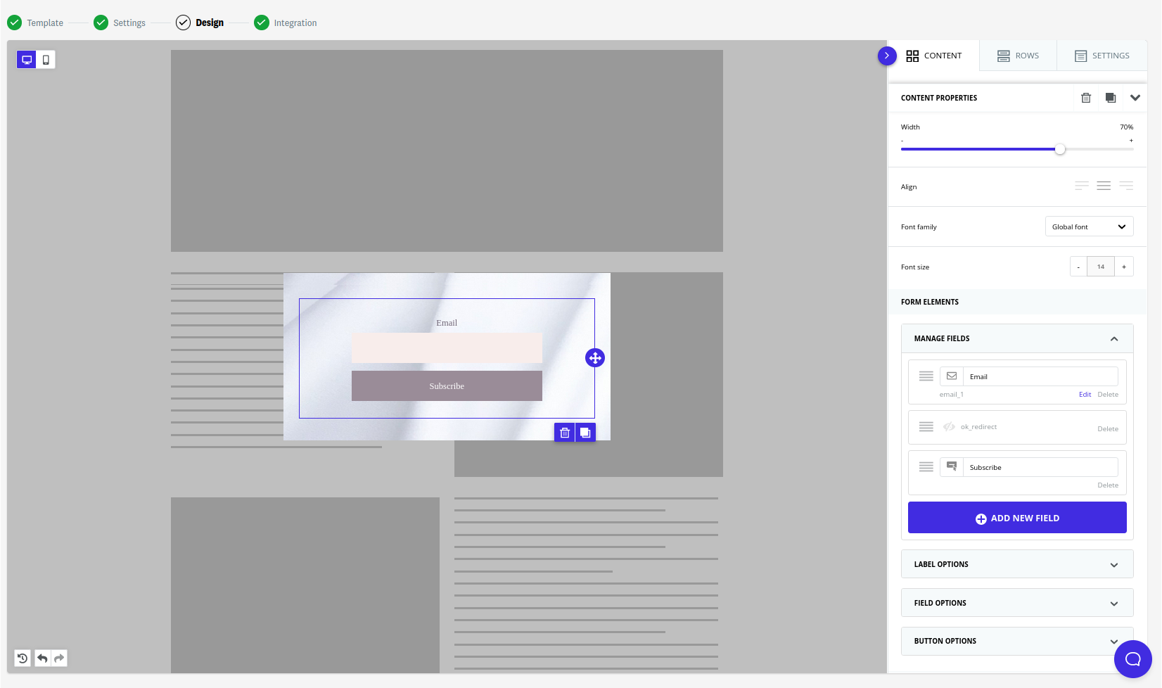 exit intent form editing