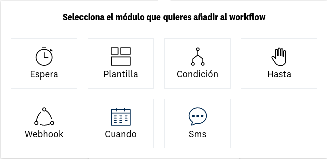 tipos de módulos disponibles en las automatizaciones de email