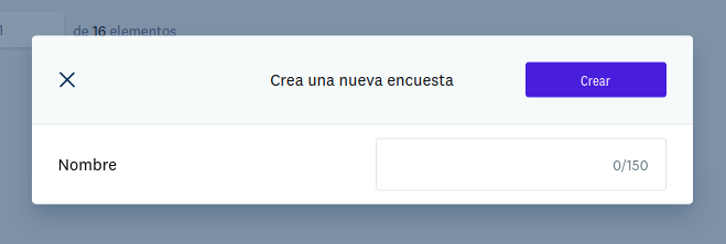 Modal para crear nueva encuesta