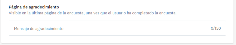 Campo para editar el mensaje final de la encuesta