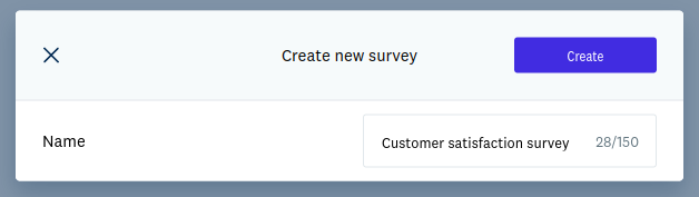 Modal to create new survey