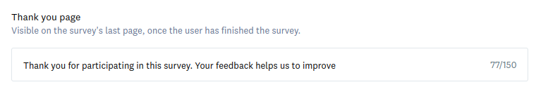 Field to edit the final survey message