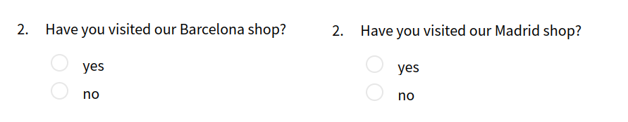 Example using a hidden field to enter a different city name in the survey