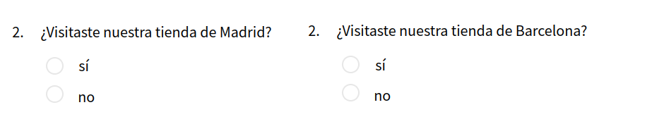 Ejemplo usando un campo oculto para introducir un nombre diferente de ciudad en la encuesta