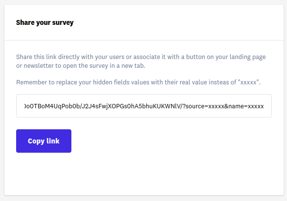 Override value of hidden fields in the survey url