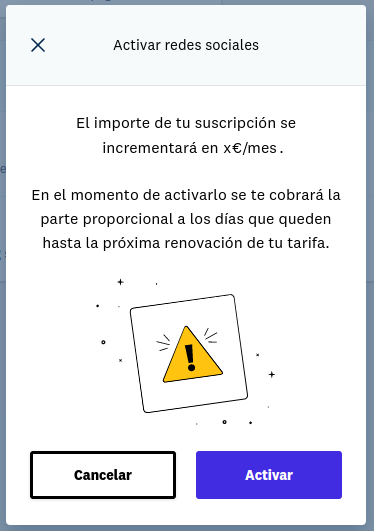 Confirmación de activación de extra