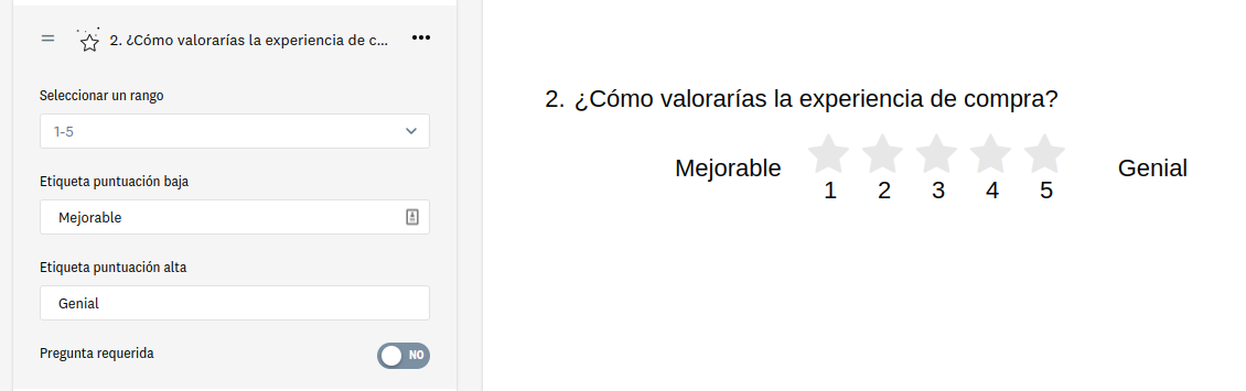 Editar pregunta de tipo puntuación