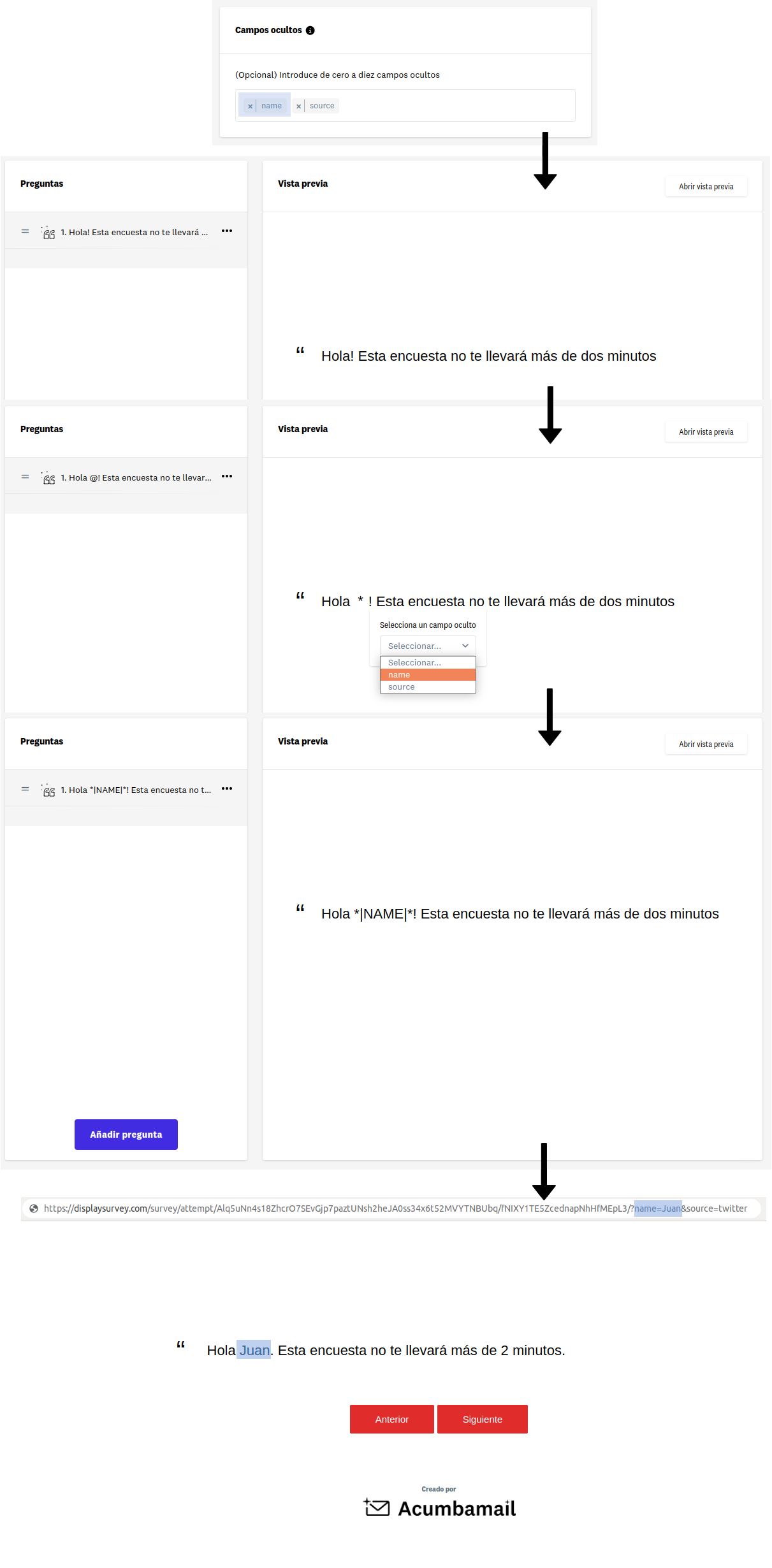 Cómo usar un campo oculto para cambiar el texto de tu encuesta