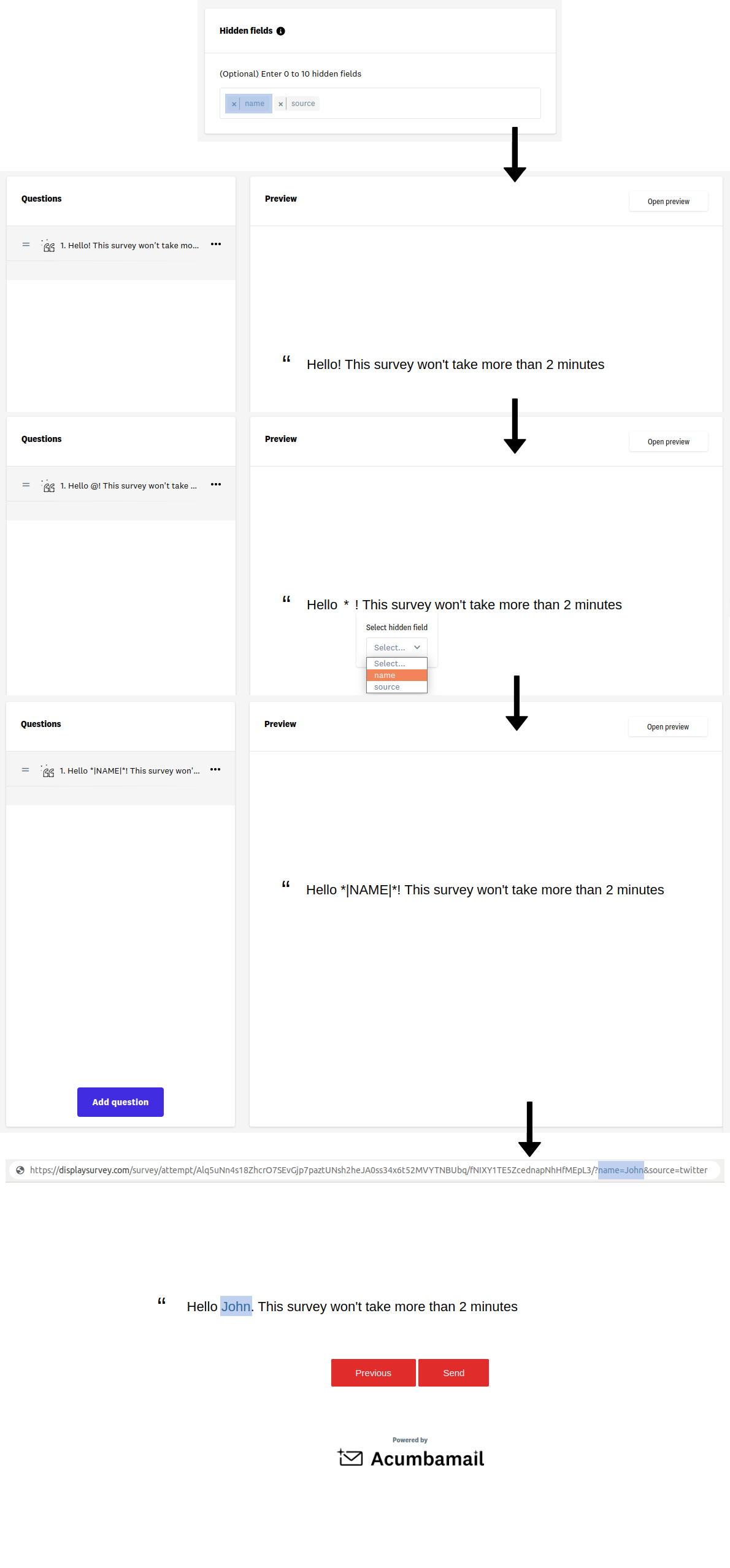 How to use a hidden field to change your survey text