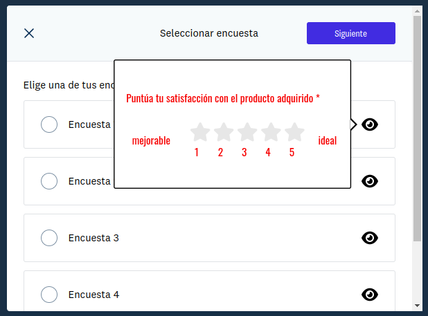 Previsualizar la encuesta elegida