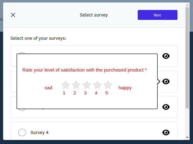 Preview your chosen survey