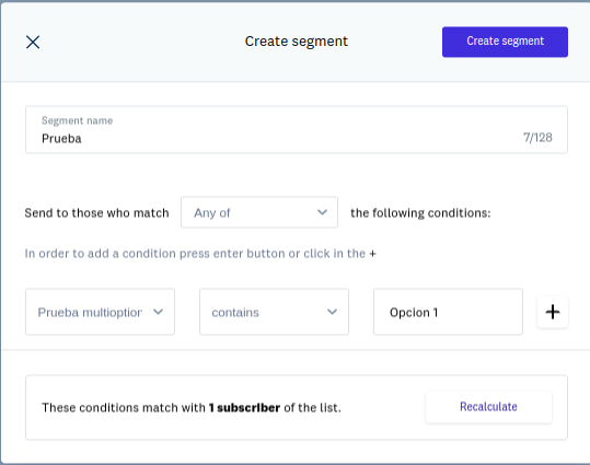 segmento con multioption list