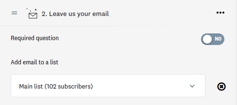 Associate a list with an email type question