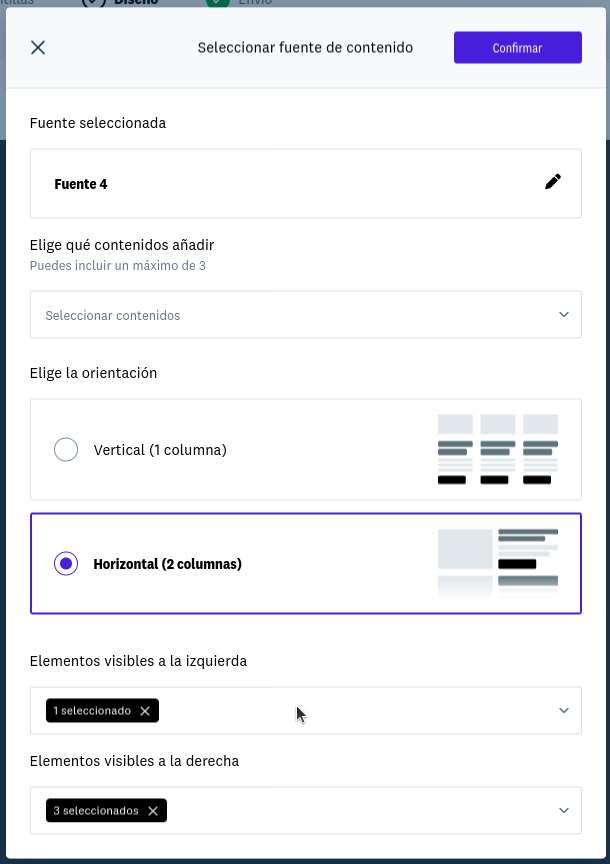 opciones desde editor