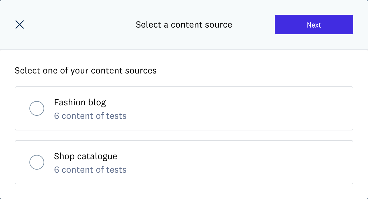 Choose a content source in the editor
