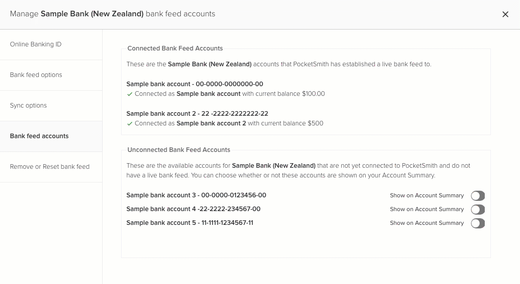 hide or unhide an account from the ready to connect section