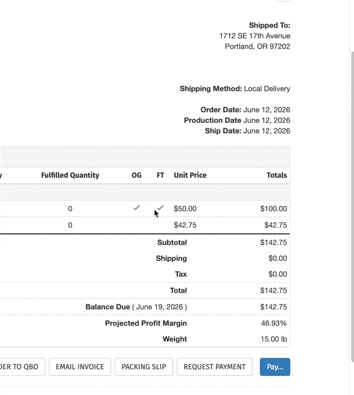Recording a partial payment in the payment drawer