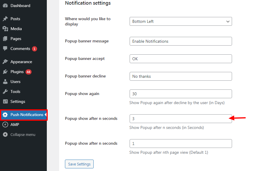 How to show the notification popup after the “Nth” seconds ...