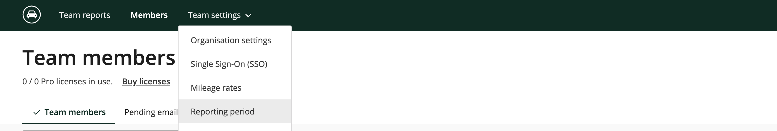 Set reporting periods on the website